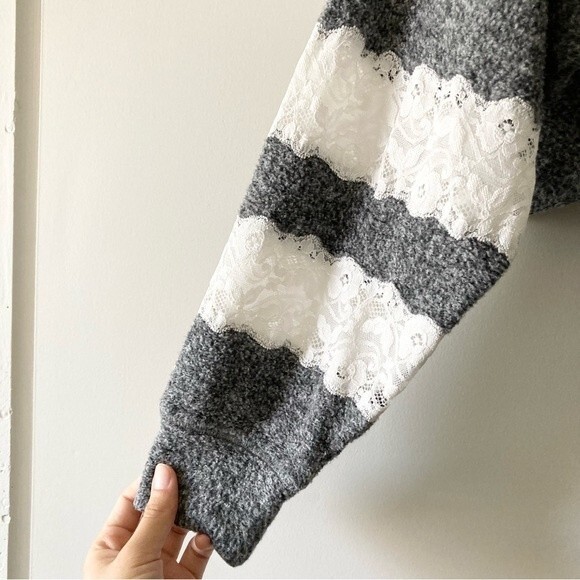 Kooples Sport Sweet Fleece Lace Sweatshirt 3 Large - Picture 6 of 7